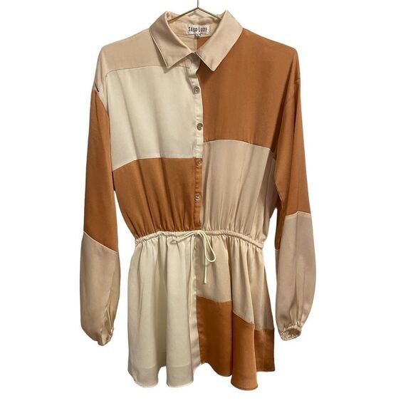 Sabo Luxe Indiana Colorblock Mini Long Sleeve Dress Size Small - Picture 2 of 8